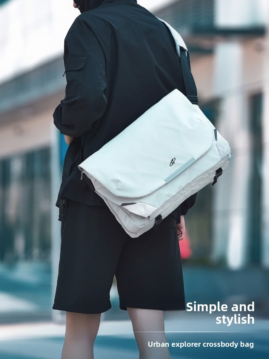 Magnetic Buckle Crossbody Bag with Laptop Compartment