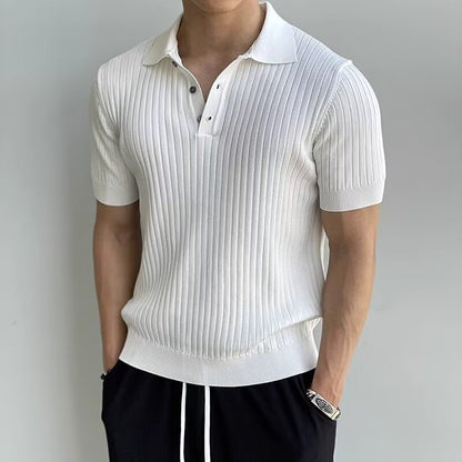 A short-sleeved man with lapel polo shirt