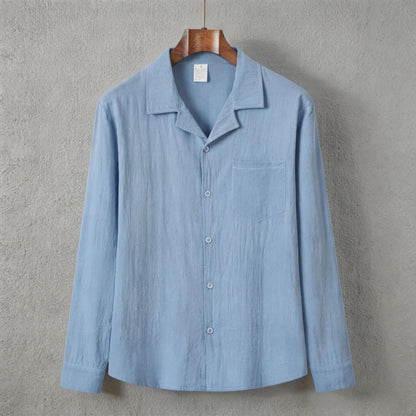 Solid-color long-sleeve shirt
