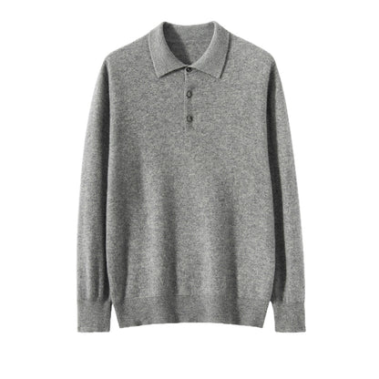 Mens Pure Cashmere Polo Neck Sweater