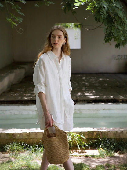 Linen tailored shirt and shorts