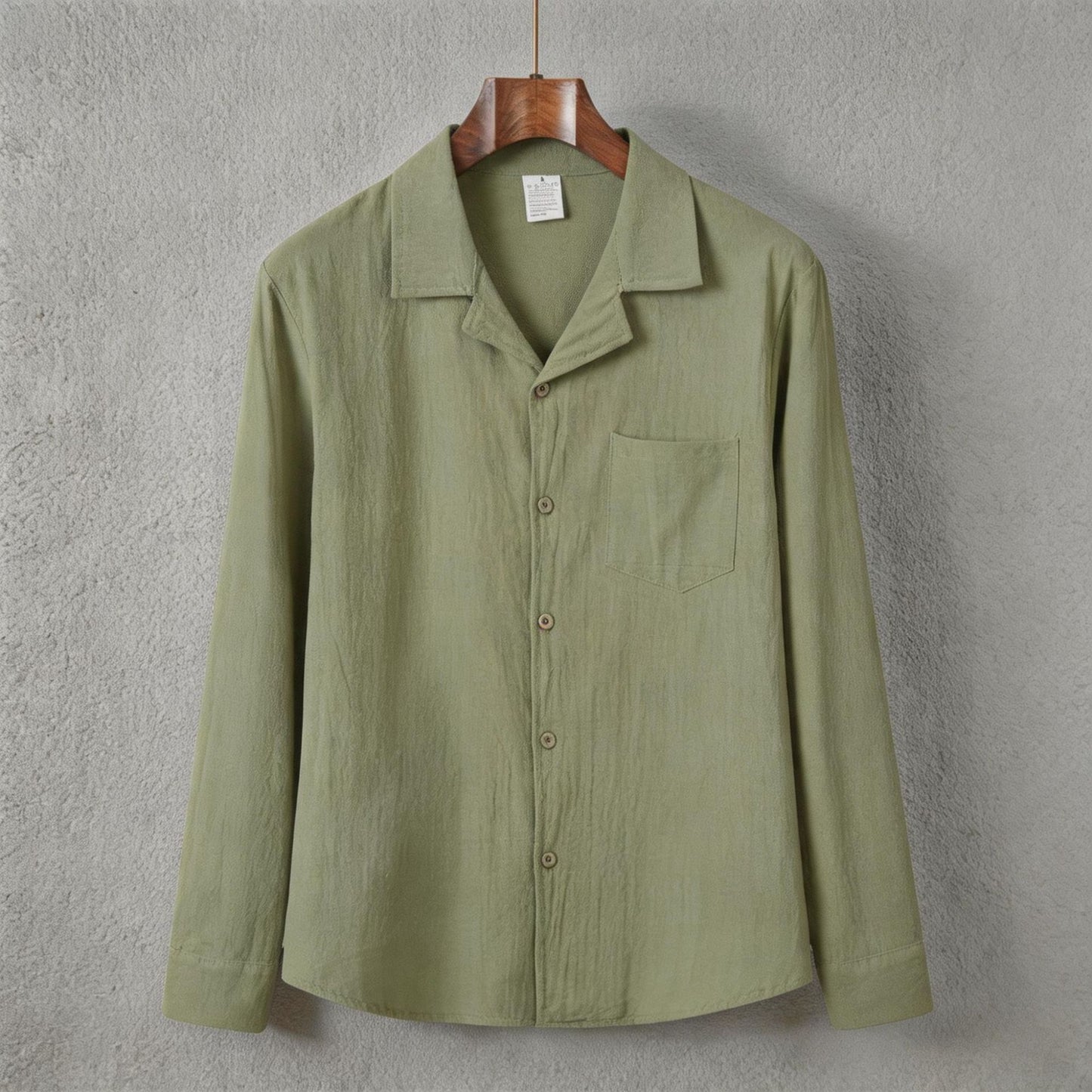 Solid-color long-sleeve shirt