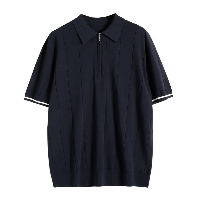 British slim-fit striped knitted short-sleeved top