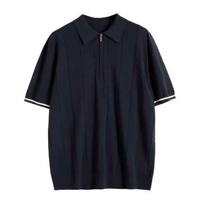 British slim-fit striped knitted short-sleeved top