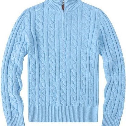 Mens Embroidery Stand Collar Wool Blend Sweater