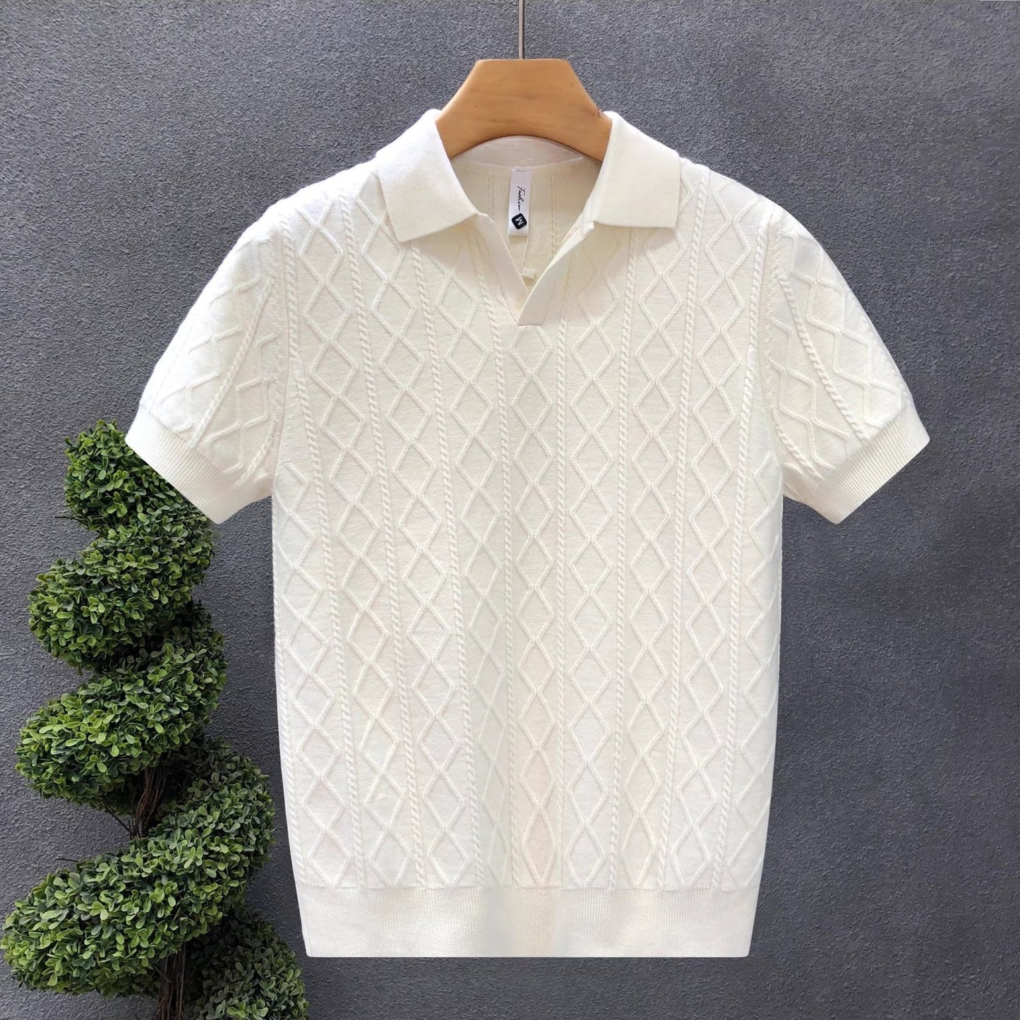 Men's Textured Knit Polo Shirt
