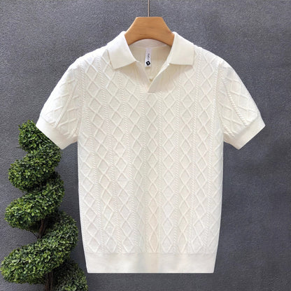 Men's Textured Knit Polo Shirt