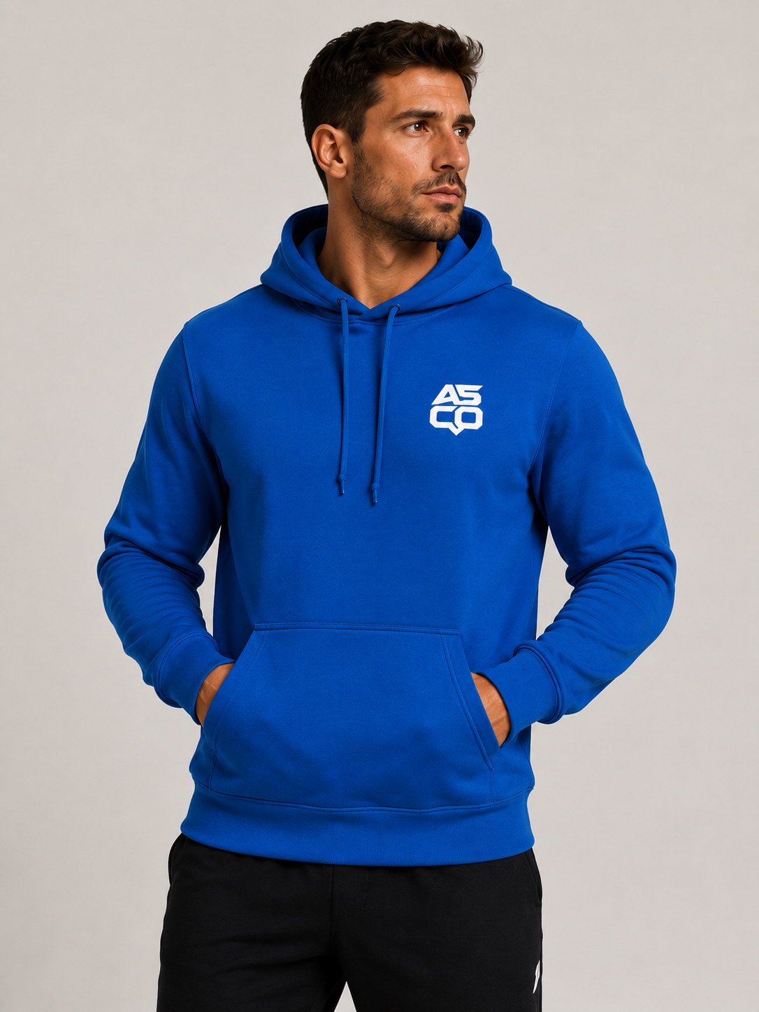 ASCO Logo Hoodie — Minimalist Blue Pullover