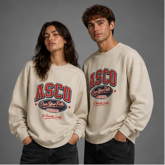 ASCO 'Own Your Path' Crewneck Sweatshirt — Vintage Collegiate Graphic